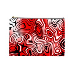 Black Red White Abstract Stripes Cosmetic Bag (large) by SpinnyChairDesigns