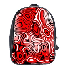 Black Red White Abstract Stripes School Bag (large) by SpinnyChairDesigns