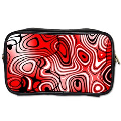 Black Red White Abstract Stripes Toiletries Bag (one Side) by SpinnyChairDesigns