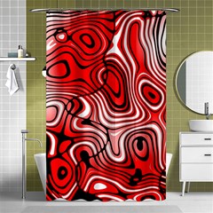 Black Red White Abstract Stripes Shower Curtain 48  X 72  (small)  by SpinnyChairDesigns