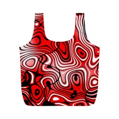 Black Red White Abstract Stripes Full Print Recycle Bag (m) by SpinnyChairDesigns