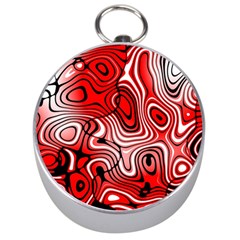 Black Red White Abstract Stripes Silver Compasses