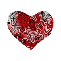 Black Red White Abstract Stripes Standard 16  Premium Flano Heart Shape Cushions by SpinnyChairDesigns