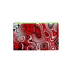 Black Red White Abstract Stripes Cosmetic Bag (xs) by SpinnyChairDesigns