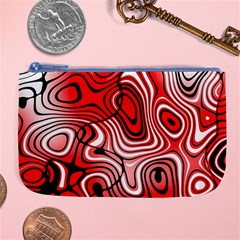 Black Red White Abstract Stripes Large Coin Purse by SpinnyChairDesigns