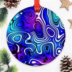 Blue Purple Abstract Stripes Ornament (round) by SpinnyChairDesigns