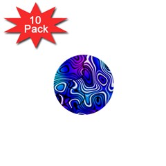 Blue Purple Abstract Stripes 1  Mini Buttons (10 Pack)  by SpinnyChairDesigns