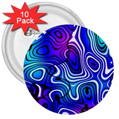 Blue Purple Abstract Stripes 3  Buttons (10 Pack)  by SpinnyChairDesigns