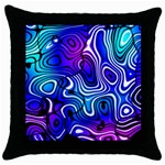 Blue Purple Abstract Stripes Throw Pillow Case (Black) Front