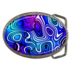 Blue Purple Abstract Stripes Belt Buckles by SpinnyChairDesigns