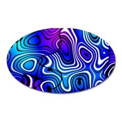 Blue Purple Abstract Stripes Oval Magnet by SpinnyChairDesigns