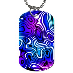 Blue Purple Abstract Stripes Dog Tag (one Side) by SpinnyChairDesigns