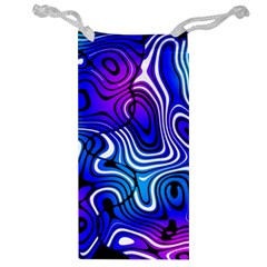 Blue Purple Abstract Stripes Jewelry Bag by SpinnyChairDesigns