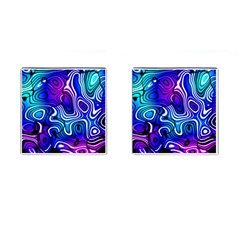 Blue Purple Abstract Stripes Cufflinks (square) by SpinnyChairDesigns