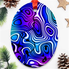 Blue Purple Abstract Stripes Oval Ornament (two Sides) by SpinnyChairDesigns