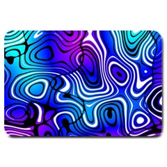 Blue Purple Abstract Stripes Large Doormat  by SpinnyChairDesigns