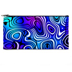 Blue Purple Abstract Stripes Pencil Case by SpinnyChairDesigns