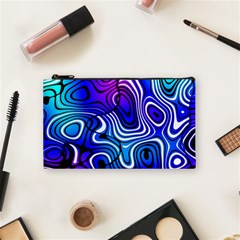 Blue Purple Abstract Stripes Cosmetic Bag (small) by SpinnyChairDesigns