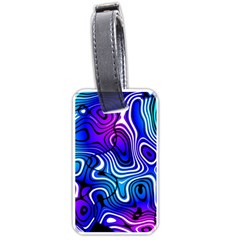 Blue Purple Abstract Stripes Luggage Tag (one Side) by SpinnyChairDesigns