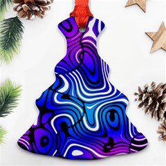 Blue Purple Abstract Stripes Christmas Tree Ornament (two Sides) by SpinnyChairDesigns