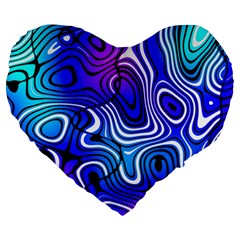 Blue Purple Abstract Stripes Large 19  Premium Flano Heart Shape Cushions by SpinnyChairDesigns