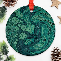 Dark Green Marbled Texture Ornament (round) by SpinnyChairDesigns