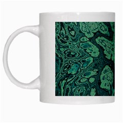 Dark Green Marbled Texture White Mugs by SpinnyChairDesigns