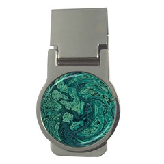 Dark Green Marbled Texture Money Clips (round)  by SpinnyChairDesigns