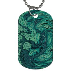 Dark Green Marbled Texture Dog Tag (one Side) by SpinnyChairDesigns