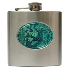 Dark Green Marbled Texture Hip Flask (6 Oz) by SpinnyChairDesigns