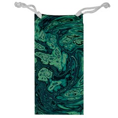 Dark Green Marbled Texture Jewelry Bag by SpinnyChairDesigns