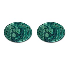 Dark Green Marbled Texture Cufflinks (oval) by SpinnyChairDesigns