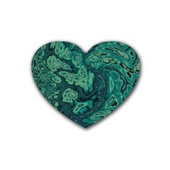 Dark Green Marbled Texture Heart Coaster (4 Pack)  by SpinnyChairDesigns