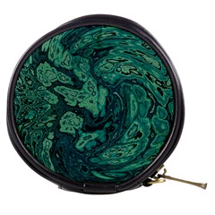 Dark Green Marbled Texture Mini Makeup Bag by SpinnyChairDesigns