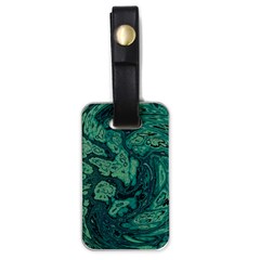 Dark Green Marbled Texture Luggage Tag (one Side) by SpinnyChairDesigns