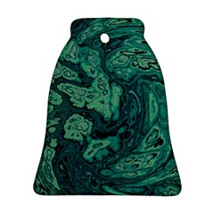 Dark Green Marbled Texture Bell Ornament (two Sides) by SpinnyChairDesigns