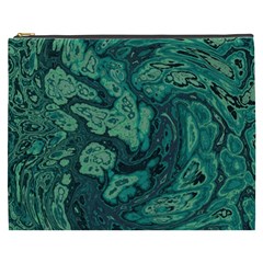 Dark Green Marbled Texture Cosmetic Bag (xxxl) by SpinnyChairDesigns