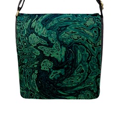 Dark Green Marbled Texture Flap Closure Messenger Bag (l) by SpinnyChairDesigns