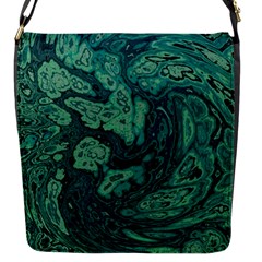 Dark Green Marbled Texture Flap Closure Messenger Bag (s) by SpinnyChairDesigns