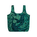 Dark Green Marbled Texture Full Print Recycle Bag (S) Back