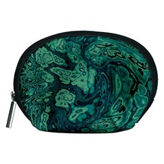 Dark Green Marbled Texture Accessory Pouch (medium) by SpinnyChairDesigns