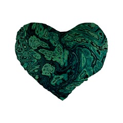 Dark Green Marbled Texture Standard 16  Premium Flano Heart Shape Cushions by SpinnyChairDesigns