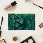 Dark Green Marbled Texture Cosmetic Bag (XS) Front