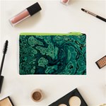 Dark Green Marbled Texture Cosmetic Bag (XS) Back