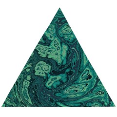 Dark Green Marbled Texture Wooden Puzzle Triangle by SpinnyChairDesigns