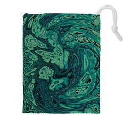 Dark Green Marbled Texture Drawstring Pouch (5xl) by SpinnyChairDesigns