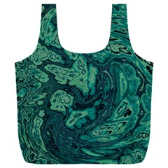 Dark Green Marbled Texture Full Print Recycle Bag (xxl) by SpinnyChairDesigns