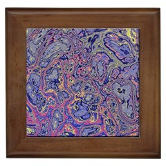 Colorful Marbled Paint Texture Framed Tile by SpinnyChairDesigns