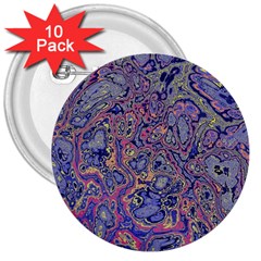 Colorful Marbled Paint Texture 3  Buttons (10 Pack)  by SpinnyChairDesigns