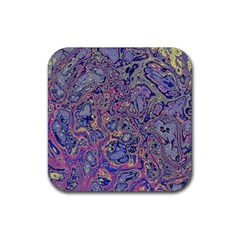 Colorful Marbled Paint Texture Rubber Coaster (square)  by SpinnyChairDesigns